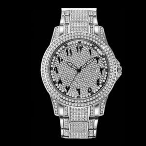 Mens Luxury Fully Blinged-out Simulated Diamond Masculine Quartz HipHop …